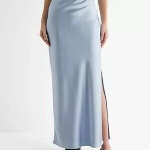 NWT Express High Waisted Satin Side Slit Maxi Skirt Size